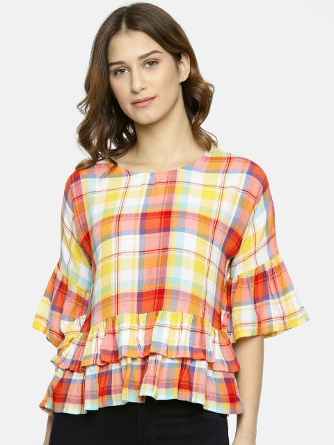 

Lee Cooper Women Multicoloured Checked Peplum Top, Multi