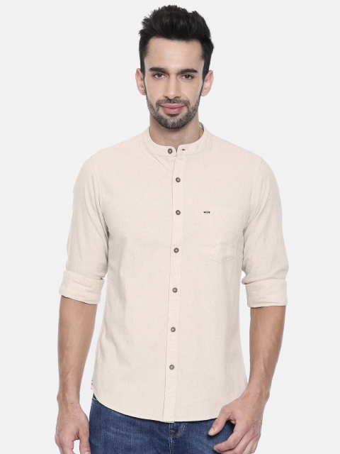 

Lee Cooper Men Beige Solid Casual Shirt