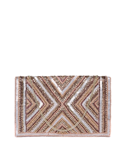 

Accessorize Peach-Coloured & Gold-Toned Embellished Sling Bag