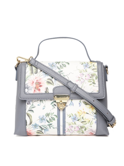 

Accessorize Off-White & Grey Floral Print Satchel