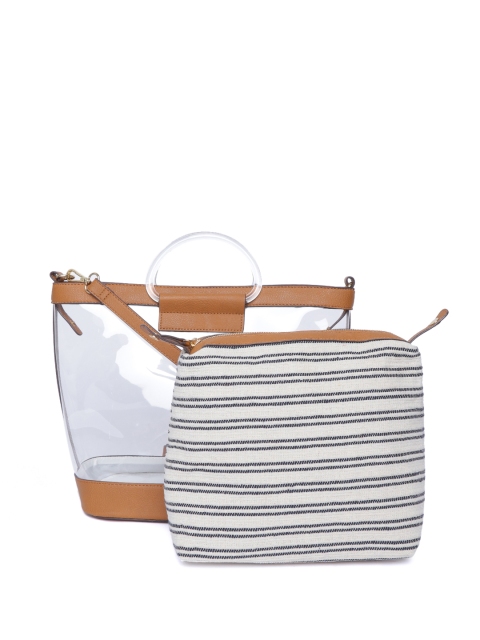 

Accessorize Transparent Handheld Bag with Striped Pouch
