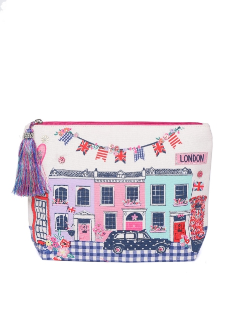 

Accessorize Women Pink & Off-White Printed Travel Pouch