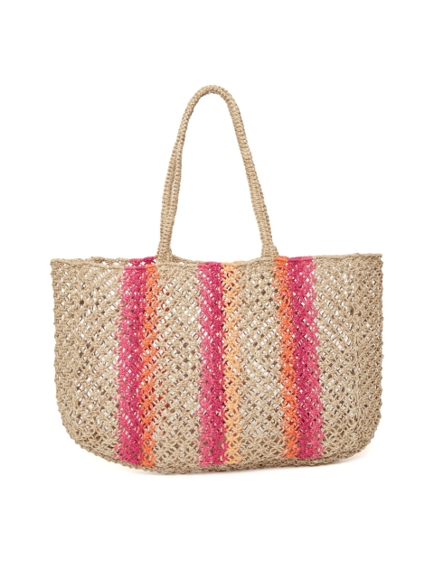 

Accessorize Brown & Pink Self-Design Tote Bag