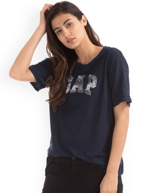 

GAP Women Blue Printed T-Shirt