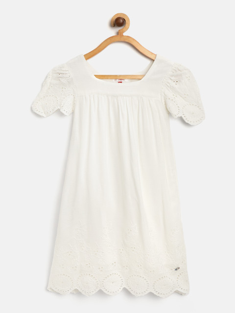 

U.S. Polo Assn. Kids Girls White Solid A-Line Dress