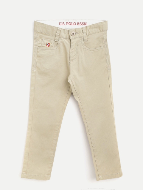 

U.S. Polo Assn. Kids Boys Beige Regular Fit Solid Trousers