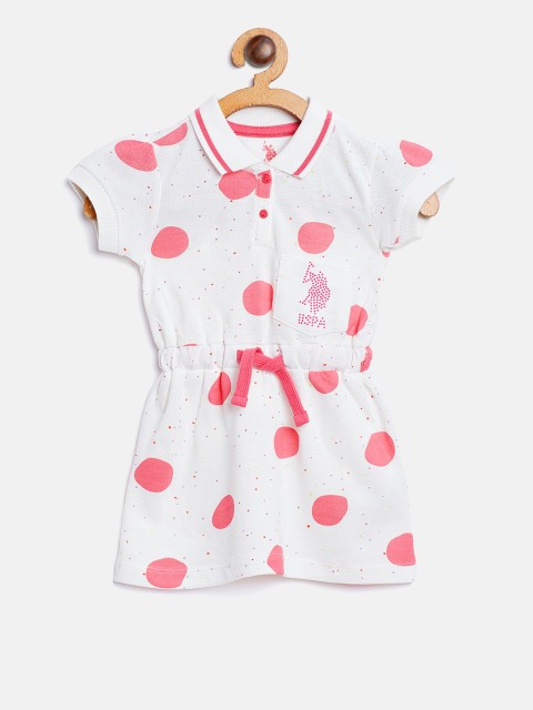 

U.S. Polo Assn. Kids Girls White & Pink Printed A-Line Dress
