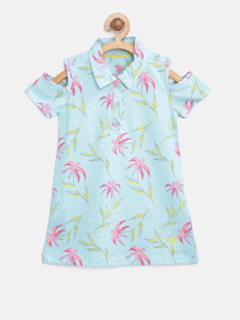 

U.S. Polo Assn. Kids Girls Blue Printed T-shirt Dress