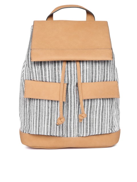

Accessorize Women Brown & Navy Striped Backpack