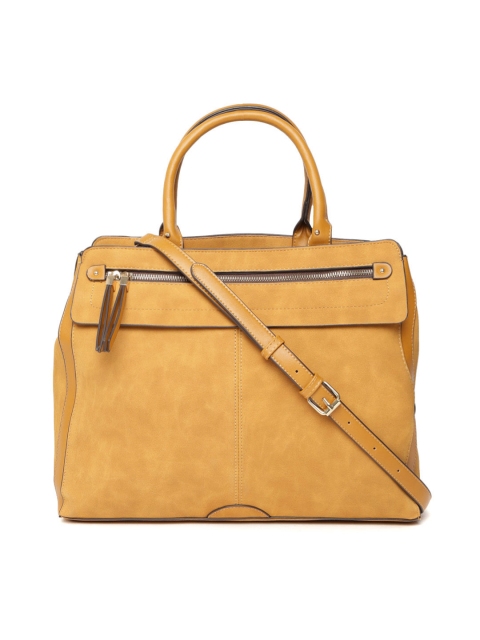

Accessorize Mustard Yellow Solid Handheld Bag