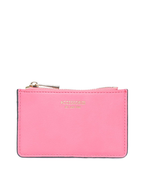 

Accessorize Women Pink Solid Card Holder