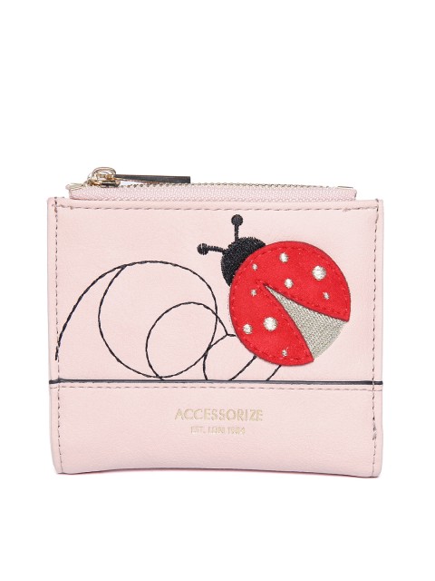

Accessorize Women Pink Embroidered Solid Two Fold Wallet