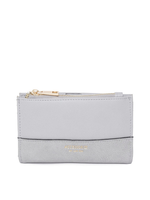 

Accessorize Women Grey Solid Two Fold Wallet