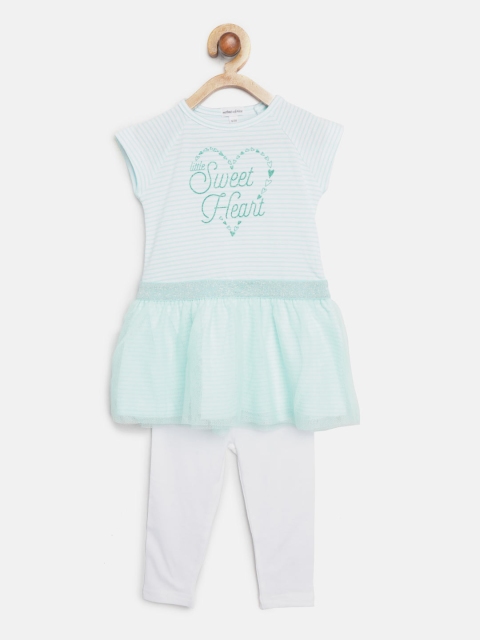 

Mothers Choice Girls Green & White Striped Top with Leggings