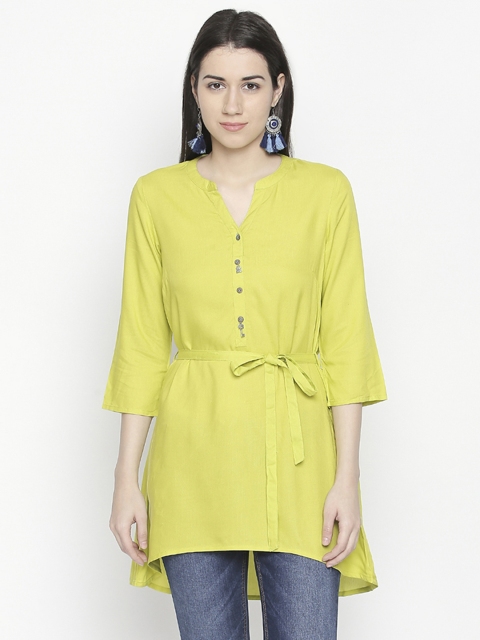 

AKKRITI BY PANTALOONS Lime Green Solid Tunic