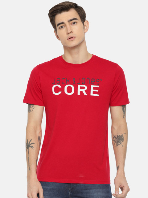 

Jack & Jones Men Red Printed Round Neck T-shirt