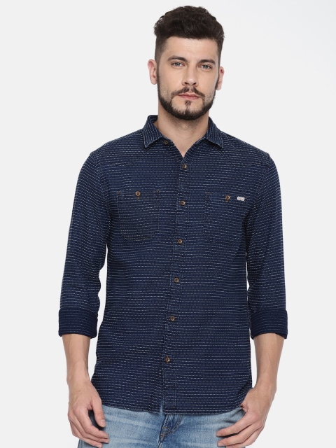 

Jack & Jones Men Navy Blue Slim Fit Self Design Casual Shirt