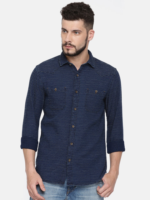 

Jack & Jones Men Blue Slim Fit Self-Design Casual Shirt