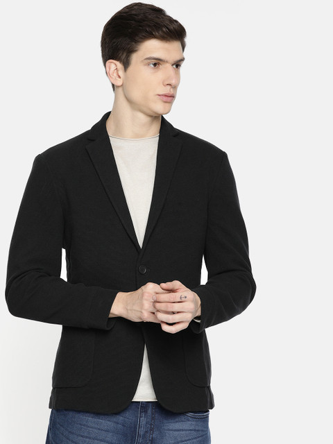 

Jack & Jones Black Premium Slim Fit Solid Single-Breasted Casual Corduroy Pure Cotton Blazer