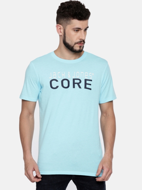 

Jack & Jones Men Blue Printed Round Neck T-shirt