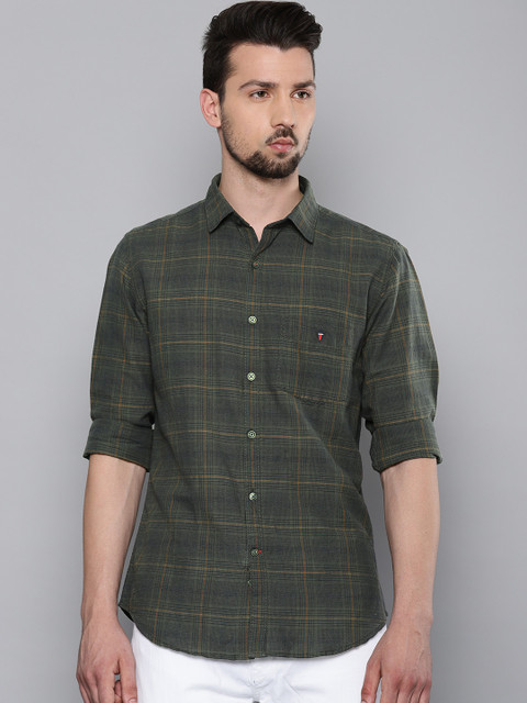 

Louis Philippe Sport Men Green Super Slim Fit Checked Casual Shirt