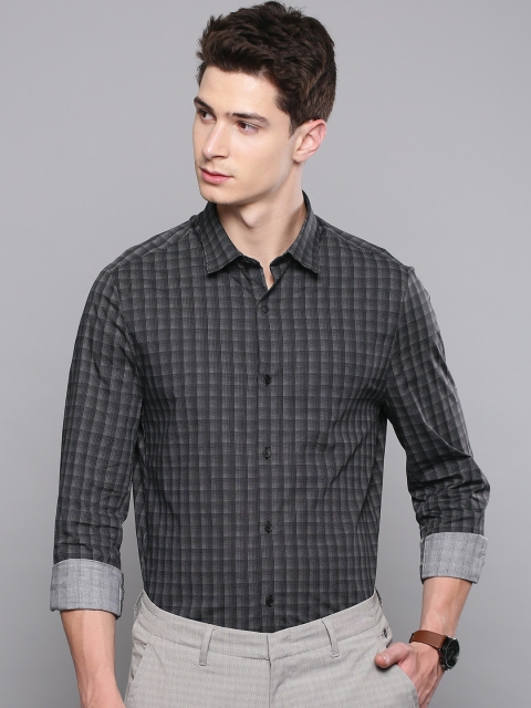 

Louis Philippe Ath.Work Men Grey & Black Slim Fit Checked Smart Casual Shirt