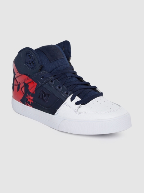 

DC Men Navy Blue & White Colourblocked Leather Mid-Top Sneakers