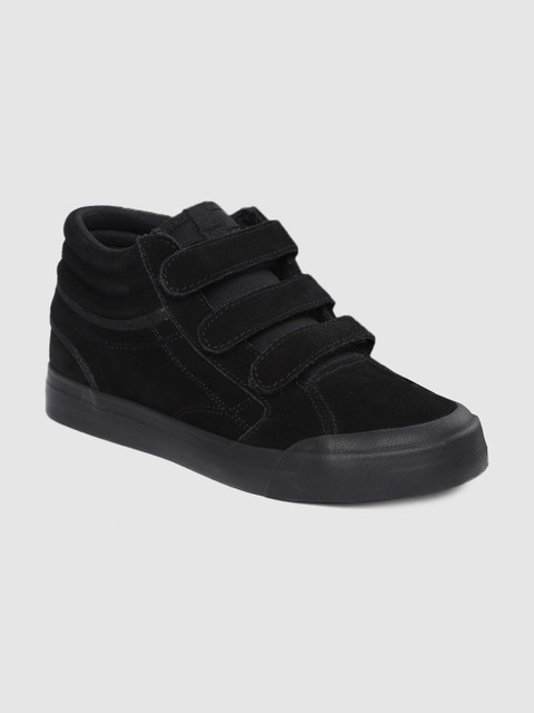

DC Men Black Solid Leather High-Top Sneakers