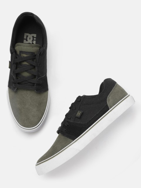 

DC Men Olive Brown & Black Colourblocked Sneakers
