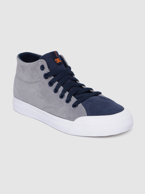 

DC Men Navy Blue & Grey Colourblocked EVAN HI ZERO Suede Mid-Top Sneakers