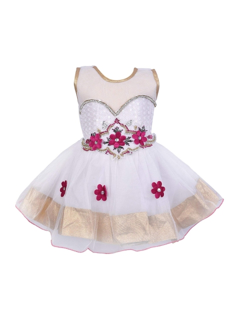 

Wish Karo Girls White Embellished Fit and Flare Dress