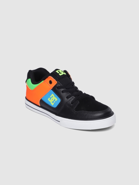 

DC Boys Black & Orange Colourblocked Leather Sneakers