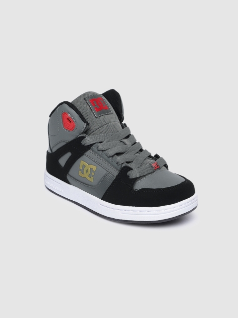 

DC Boys Grey & Black Colourblocked Leather Mid-Top Sneakers