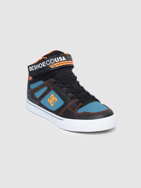 

DC Boys Black & Teal Blue Colourblocked Leather Mid-Top Sneakers