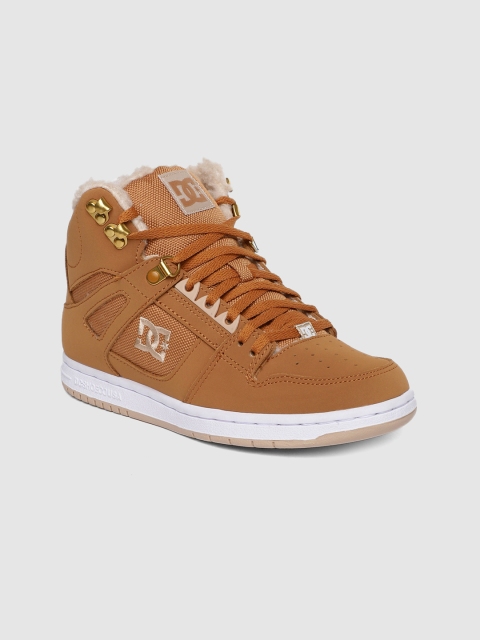 

DC Women Tan Brown Solid Nubuck Mid-Top Sneakers