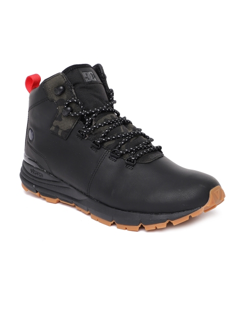 

DC Men Black Solid Leather Flat Boots