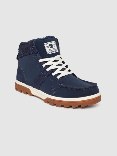 

DC Women Navy Blue Solid Leather Mid-Top Sneakers