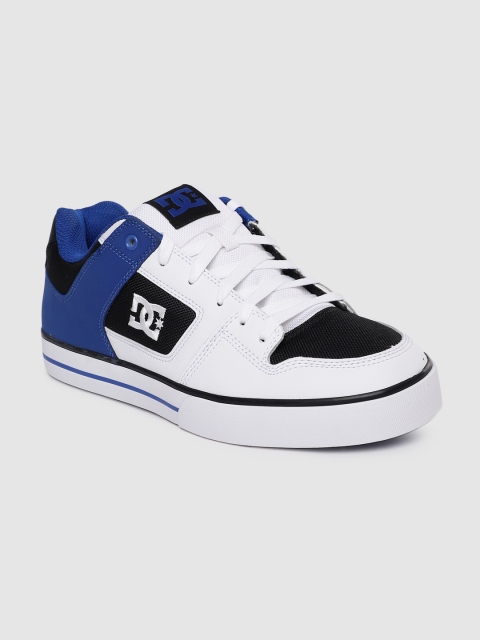 

DC Men White & Blue Colourblocked Leather Sneakers