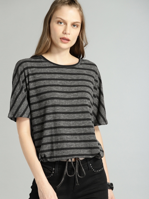 

Roadster Women Black Striped Top