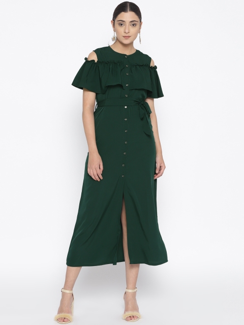 

Cottinfab Women Green Solid Maxi Dress