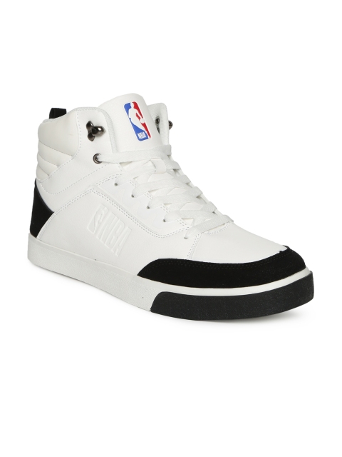 

NBA Men White Solid Mid-Top Sneakers