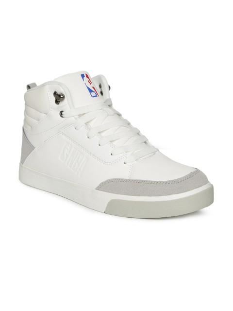 

NBA Men White Solid Mid-Top Sneakers