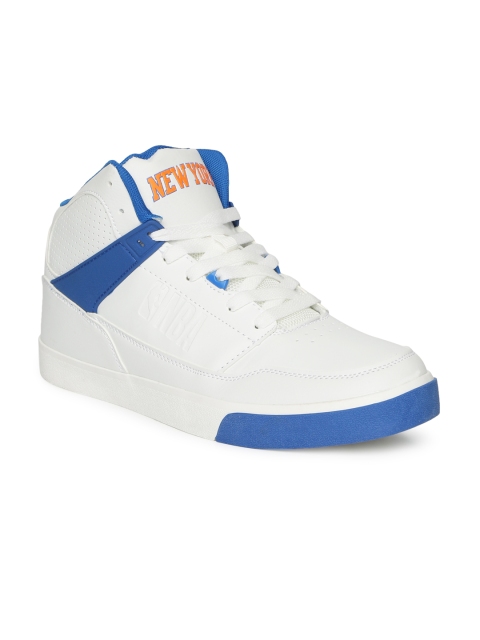 

NBA Men White Solid Mid-Top Sneakers