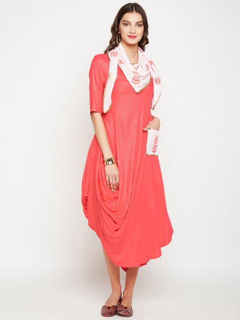 

studio rasa Women Coral Solid A-Line Kurta
