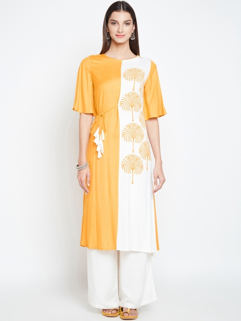 

studio rasa Women Yellow & White Printed Kurta with Palazzos