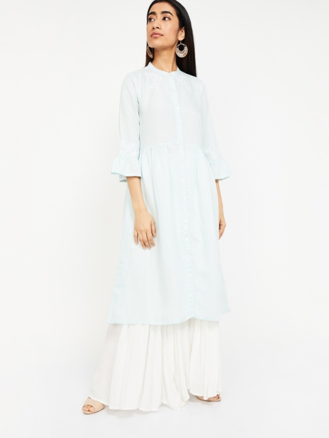 

Melange by Lifestyle Women Blue Embroidered A-Line Kurta