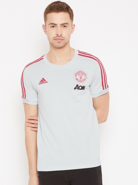 

ADIDAS Men Grey Solid Football Manchester United 3-Stripes T-shirt