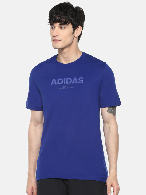 

ADIDAS Men Navy Blue Solid ESS ALLCAP Round Neck Training T-shirt