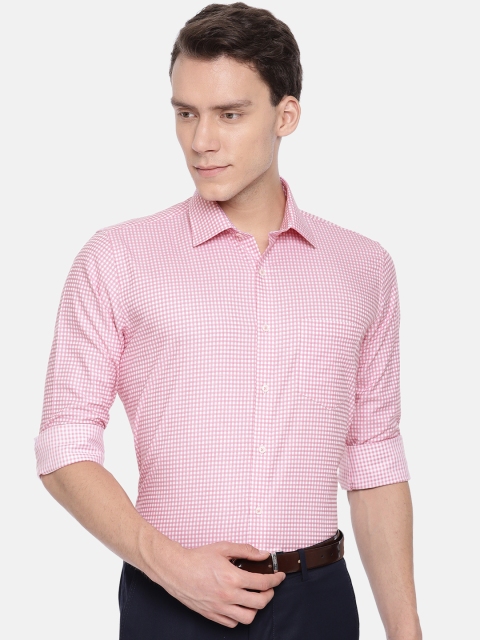 

Van Heusen Men Pink & White Smart Slim Fit Checked Formal Shirt