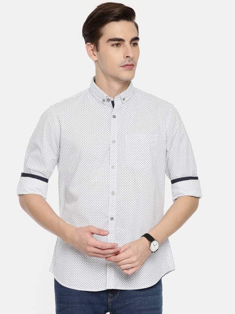 

Van Heusen Sport Men White & Navy Blue Slim Fit Printed Casual Shirt